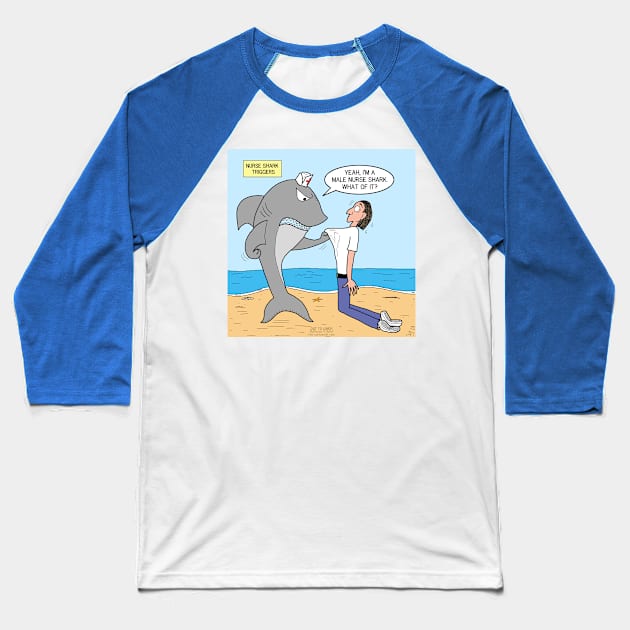 Male Nurse Shark Baseball T-Shirt by OutToLunch